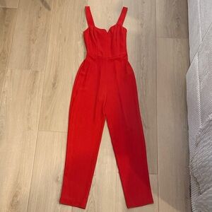 H&M Red Bustier Tapered-Leg Romper